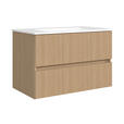 WASCHTISCHKOMBI 80 cm  - Eichefarben/Weiß, KONVENTIONELL, Keramik/Holzwerkstoff (80cm) - Xora