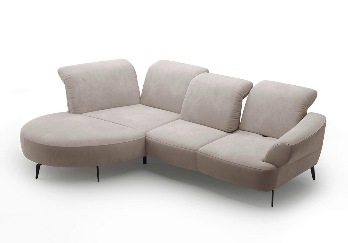 ECKSOFA in Flachgewebe Greige  208/313 cm  - Greige/Schwarz, MODERN, Textil/Metall (208/313cm) - Sit & More
