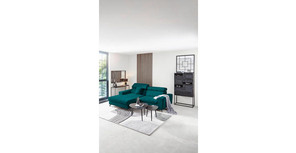 ECKSOFA Petrol Velours - Petrol/Schwarz, Design, Textil/Metall (181/267cm) - Carryhome
