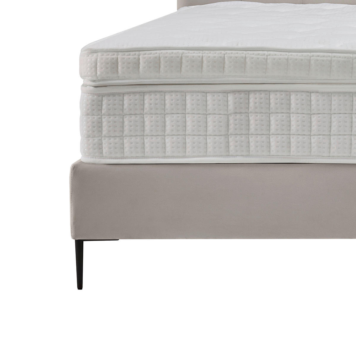 BOXSPRINGOVÁ POSTEĽ, 180/200 cm, krémová - čierna/prírodná farba, Modern, kov/kompozitné drevo (180/200cm) - MID.YOU