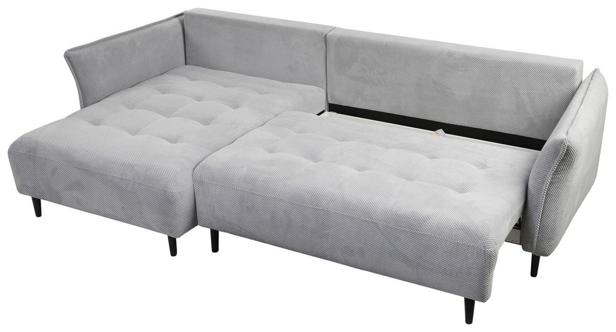 ECKSOFA in Chenille Hellgrau  - Hellgrau/Schwarz, Modern, Textil/Metall (200/285cm) - MID.YOU