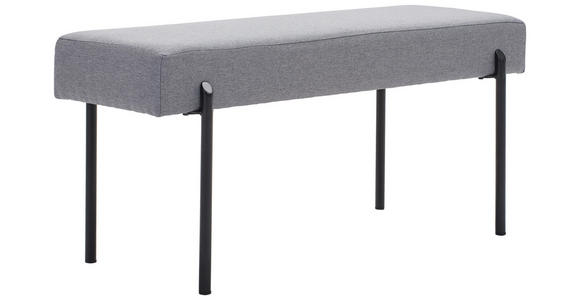 HOCKERBANK 100/45/35 cm Webstoff Hellgrau - Hellgrau/Schwarz, MODERN, Textil/Metall (100/45/35cm) - Novel