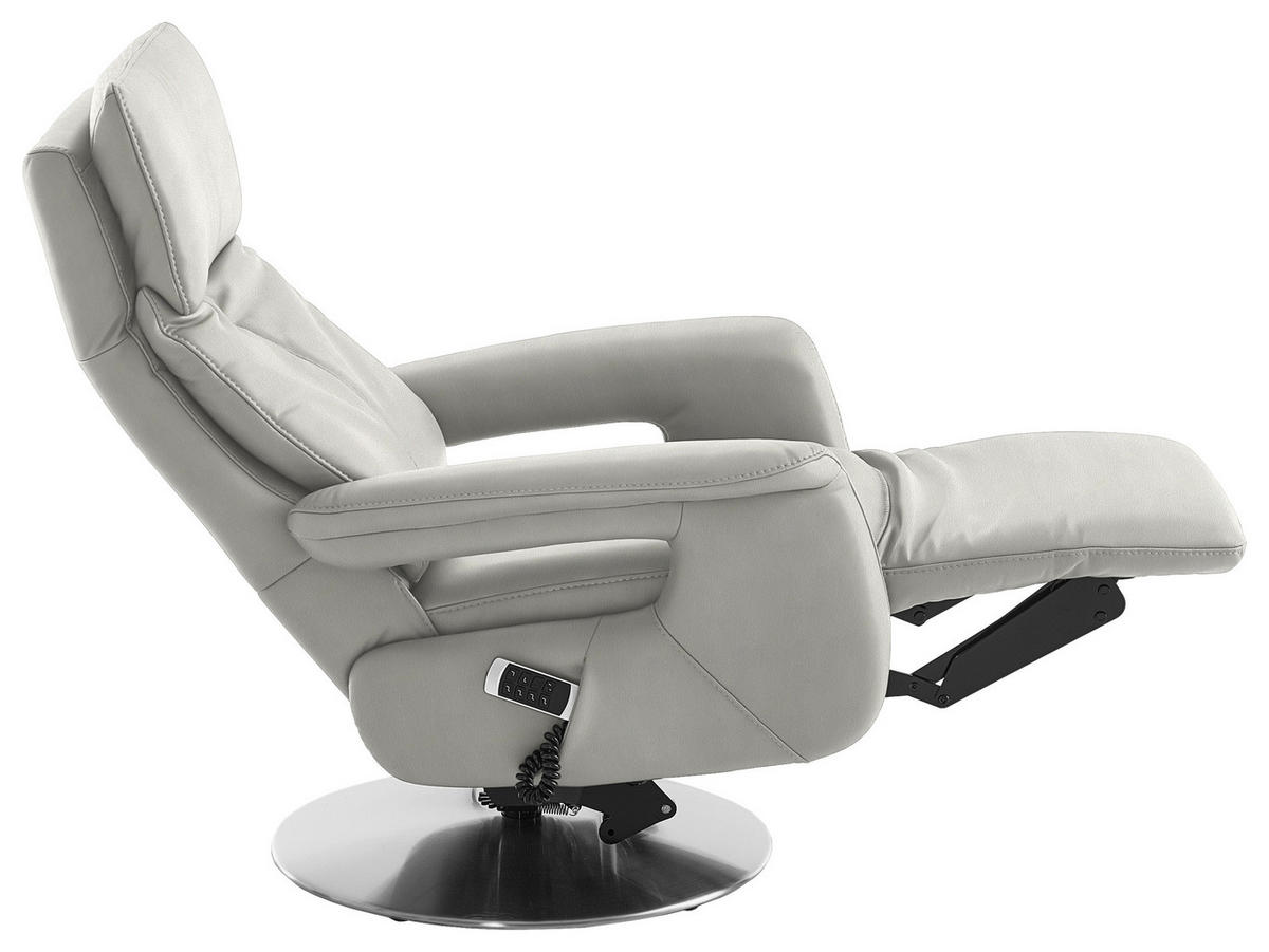 RELAXSESSEL in Leder Weiss  - Weiss/Edelstahlfarben, Design, Leder/Metall (78/112/85cm) - Cantus