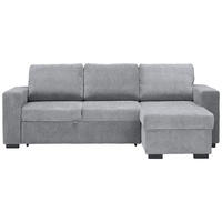 ECKSOFA in Velours Grau  - Schwarz/Grau, Design, Kunststoff/Textil (244/157cm) - Carryhome