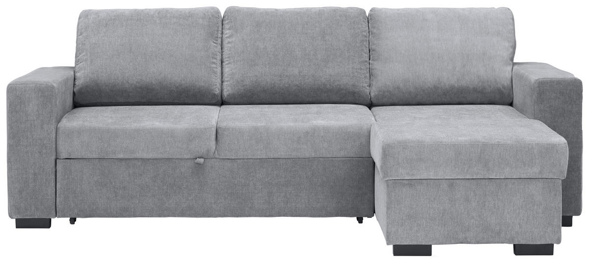 ECKSOFA in Velours Grau  - Schwarz/Grau, Design, Kunststoff/Textil (244/157cm) - Carryhome
