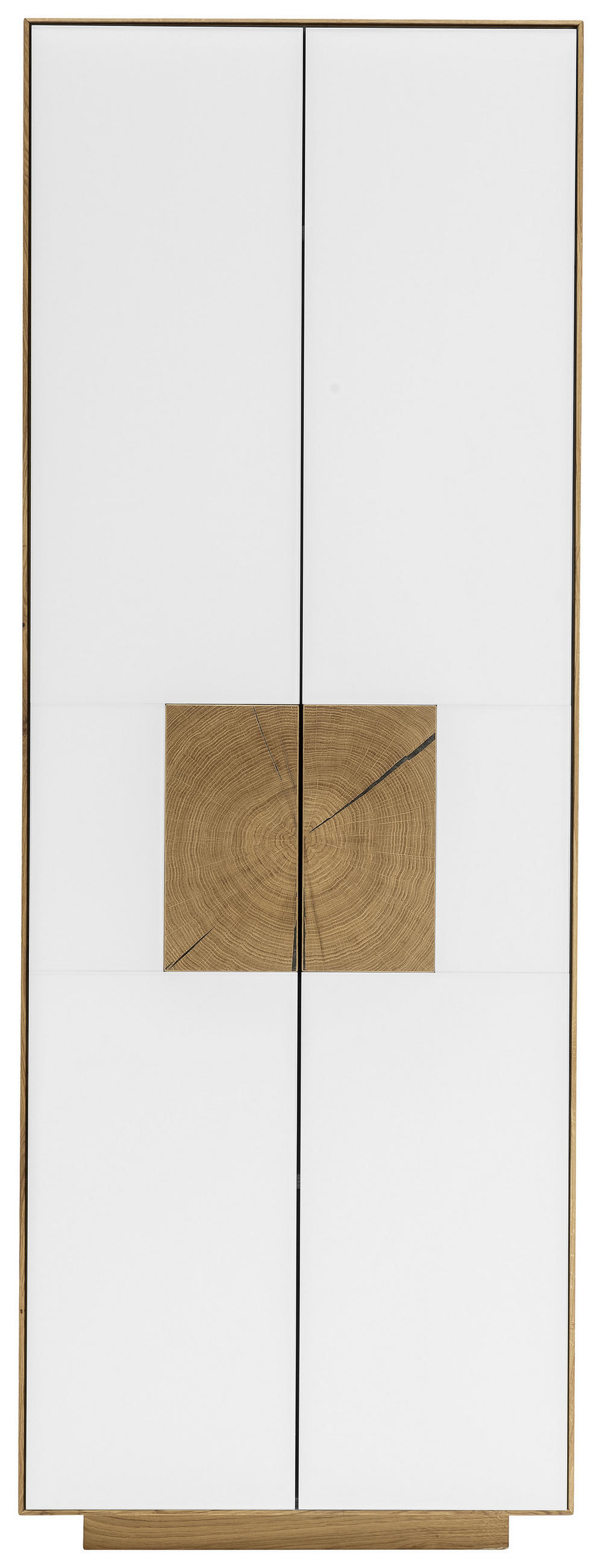 SCHUHSCHRANK Asteiche massiv Weiß, Eichefarben  - Eichefarben/Weiß, MODERN, Glas/Holz (72/198/37cm) - Linea Natura