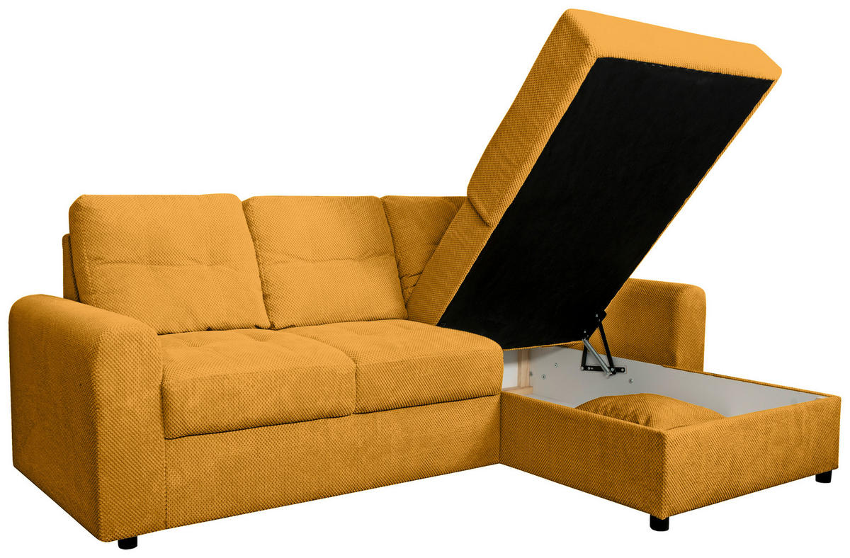 ECKSOFA Currygelb Chenille  - Currygelb/Schwarz, KONVENTIONELL, Kunststoff/Textil (232/153cm) - Carryhome