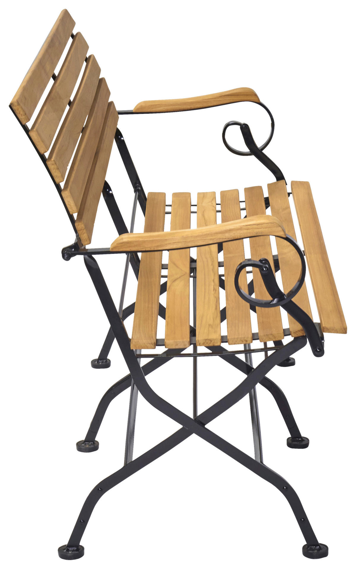 GARTENBANK 130/59/86,5 cm Teakholz  Stahl  - Schwarz/Teakfarben, ROMANTIK / LANDHAUS, Holz/Metall (130/59/86,5cm) - Ambia Garden