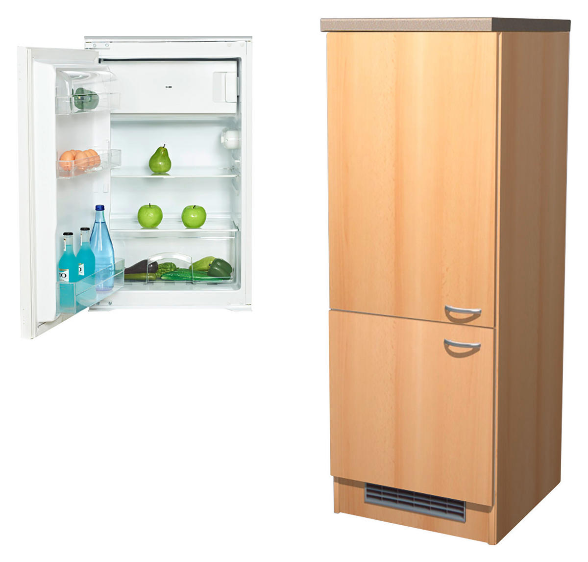 GERÄTEUMBAUSCHRANK 60/162/60 cm  in Buchefarben  - Edelstahlfarben/Beige, MODERN, Holzwerkstoff/Kunststoff (60/162/60cm) - FlexWell
