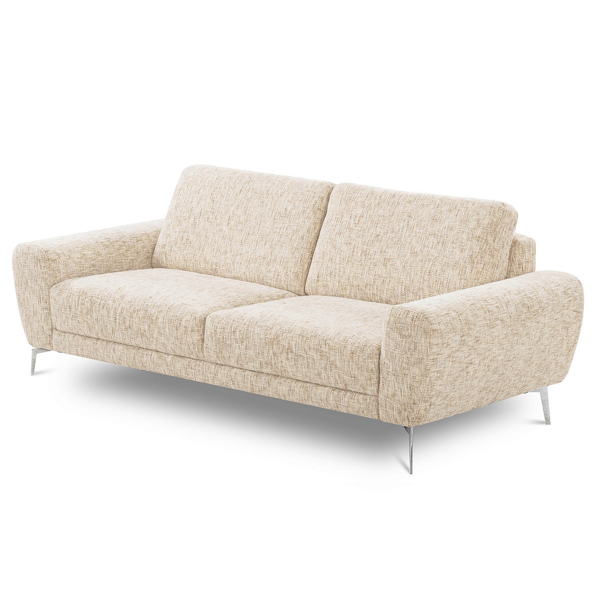 3-SITZER-SOFA SPRING in Webstoff Beige Modern  - Chromfarben/Beige, Design, Textil/Metall (187/85/92cm) - Livetastic