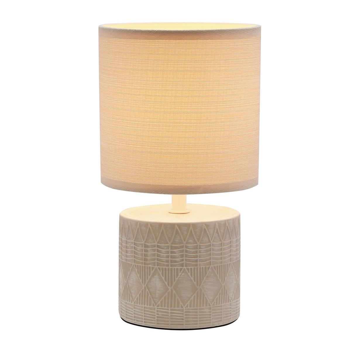 BORDSLAMPA Dina 14/14/26 cm   - beige, Klassisk, metall/textil (14/14/26cm)