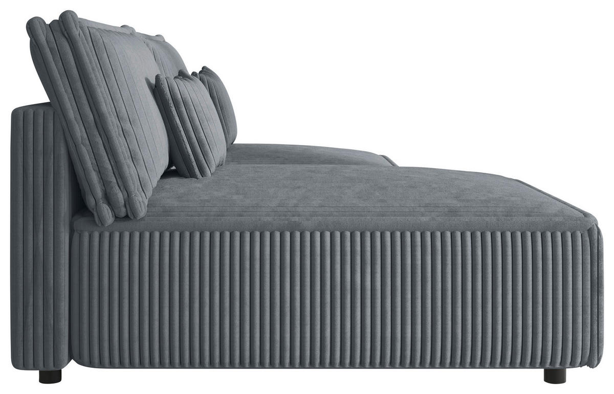 ECKSOFA Grau Cord Zierkissen, Rückenkissen, Schlaffunktion, Rücken echt  - Schwarz/Grau, MODERN, Kunststoff/Textil (153/200cm) - Xora