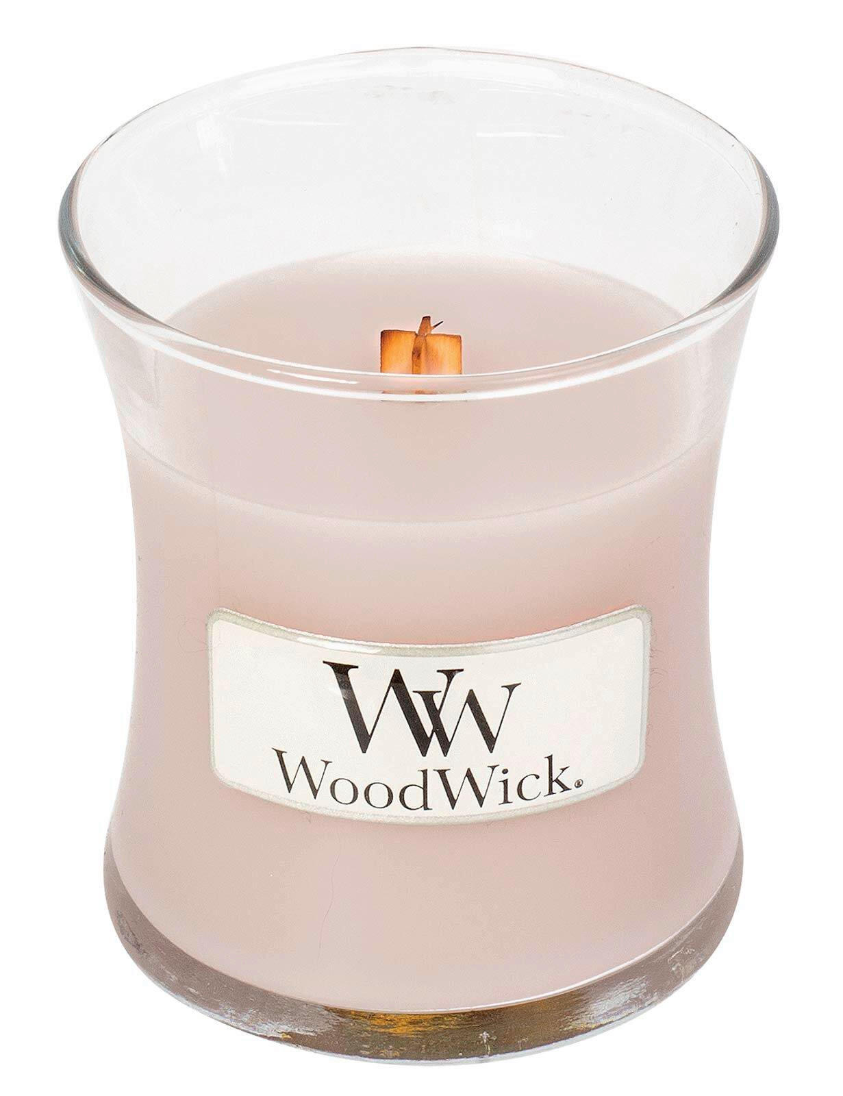 DIŠEČA SVEČA - rdečerjava, Basics, steklo/les (7/7/8cm) - WoodWick