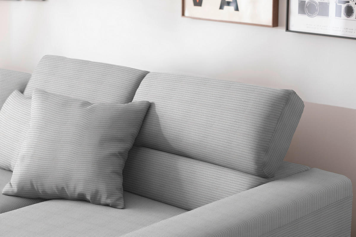 ECKSOFA Cord Hellgrau  - Hellgrau/Schwarz, Design, Textil/Metall (293/215-217cm) - Schöner Wohnen