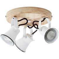 DECKENLEUCHTE  28/13 cm    - Weiß, Natur, Holz/Metall (28/13cm) - Brilliant