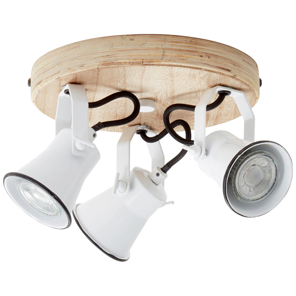 DECKENLEUCHTE  28/13 cm    - Weiß, Natur, Holz/Metall (28/13cm) - Brilliant