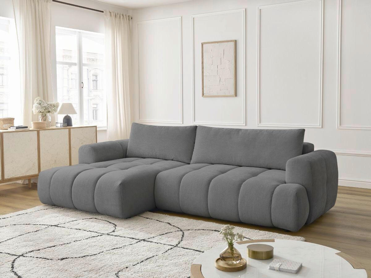 ECKSCHLAFSOFA FUJI Leinenoptik Dunkelgrau  inkl.  - Dunkelgrau/Schwarz, MODERN, Kunststoff/Textil (160/292cm)