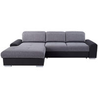 ECKSOFA Graphitfarben, Grau Webstoff Bettkasten, Schlaffunktion, Kopfteilverstellung, Sitztiefenverstellung  - Silberfarben/Graphitfarben, KONVENTIONELL, Holz/Textil (203/286cm) - Livetastic