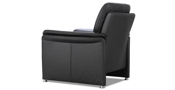 SESSEL Echtleder Schwarz - Silberfarben/Schwarz, KONVENTIONELL, Leder/Metall (85/88/87cm) - Cantus