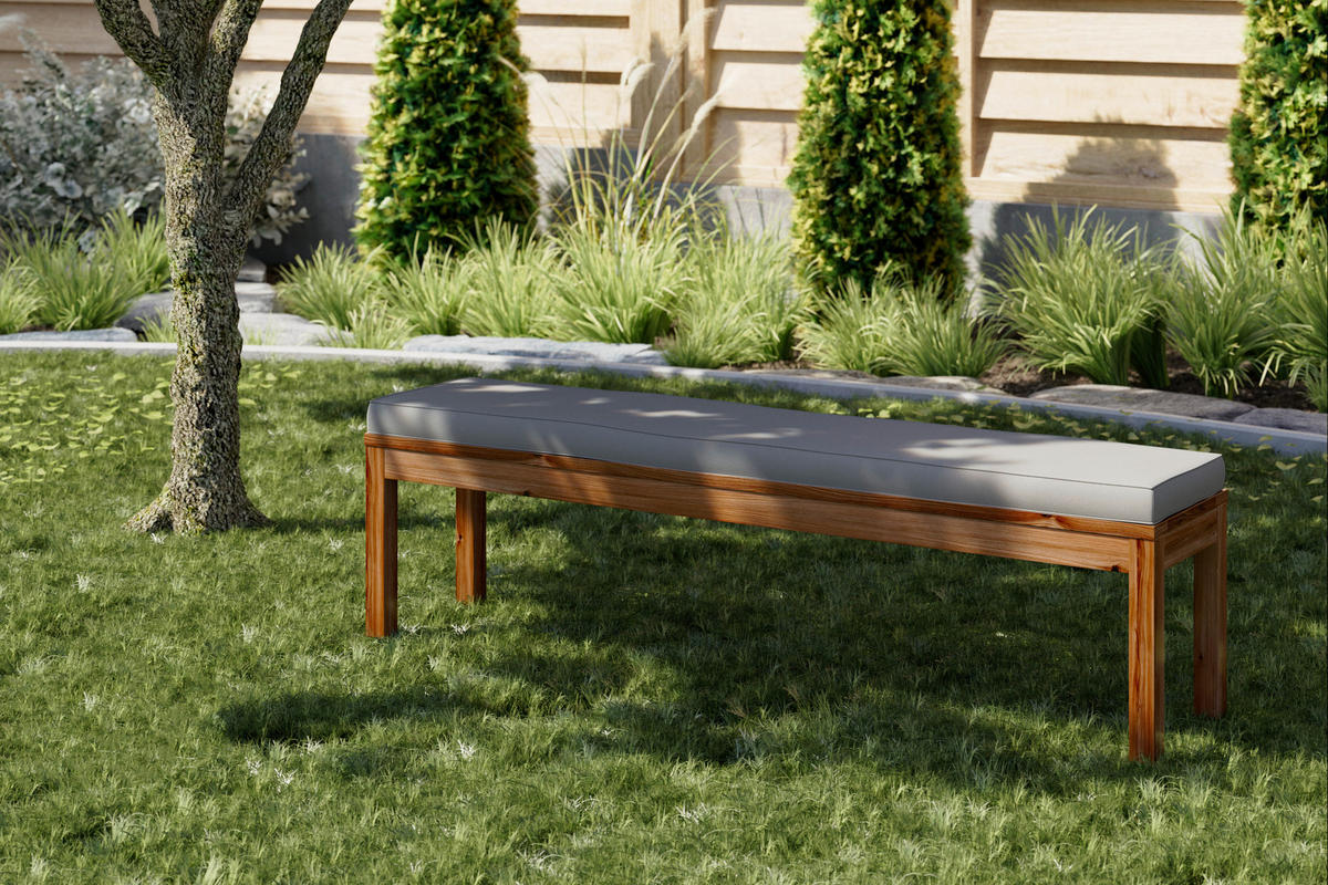 GARTENBANK 160/35/39 cm  in Grau, Teakfarben  - Grau/Teakfarben, MODERN, Holz/Textil (160/35/39cm) - Ambia Garden