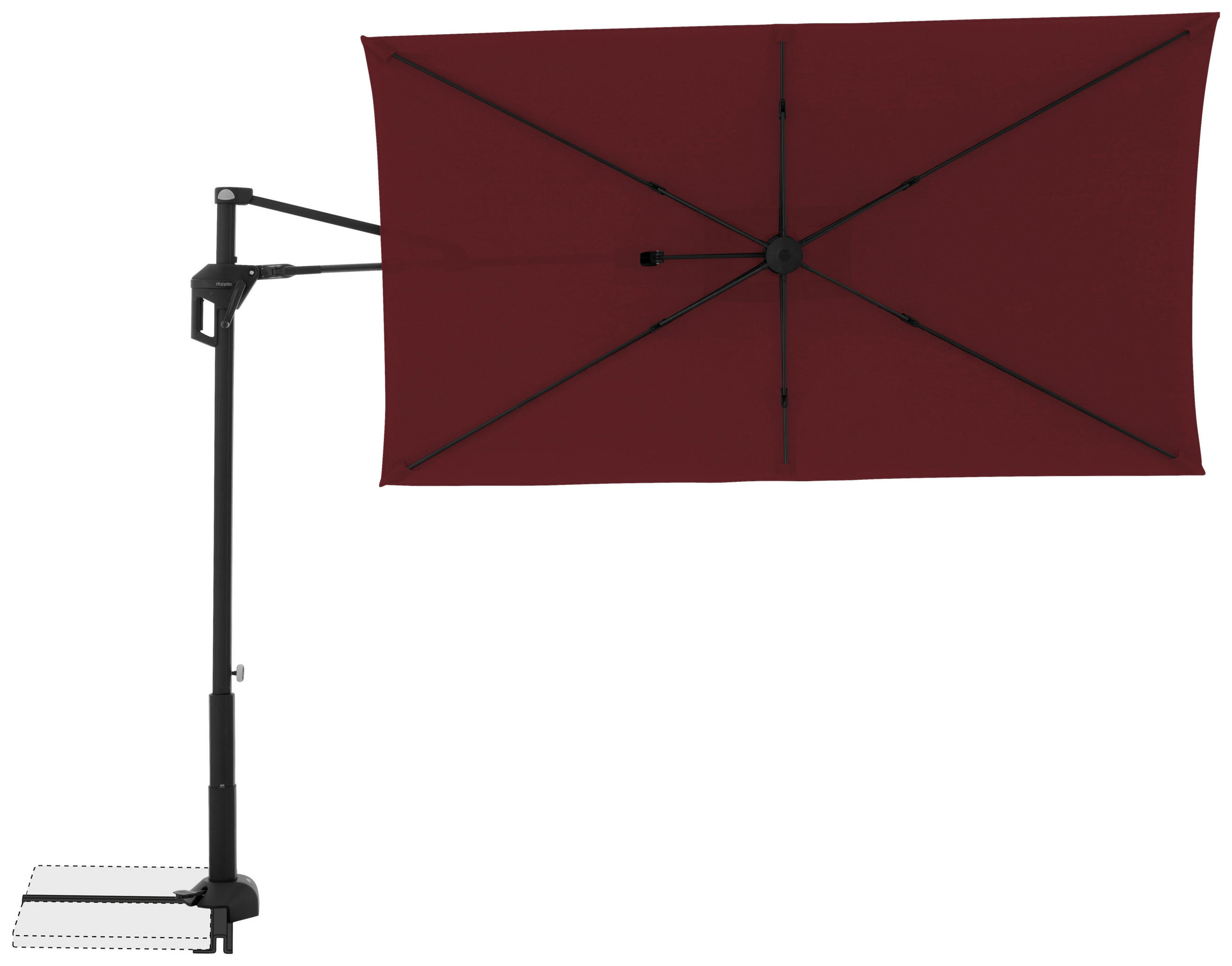 Doppler Ampelschirm Schwarz, Bordeaux 240x135 cm