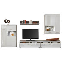 REGAL ZA DNEVNI BORAVAK siva, srebrne boje, bijela   - bijela/srebrne boje, Design, staklo/drvni materijal (351/201/52cm) - Livetastic