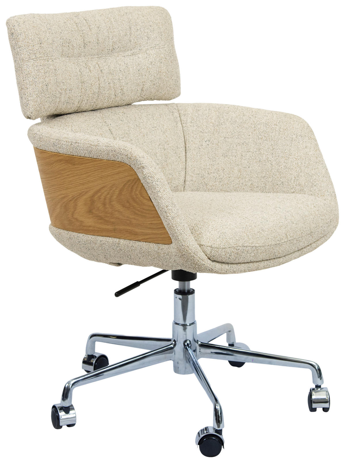 DREHSTUHL  in Webstoff Eichefarben, Chromfarben, Beige  - Chromfarben/Eichefarben, Design, Holz/Kunststoff (62/91/66cm) - Dieter Knoll