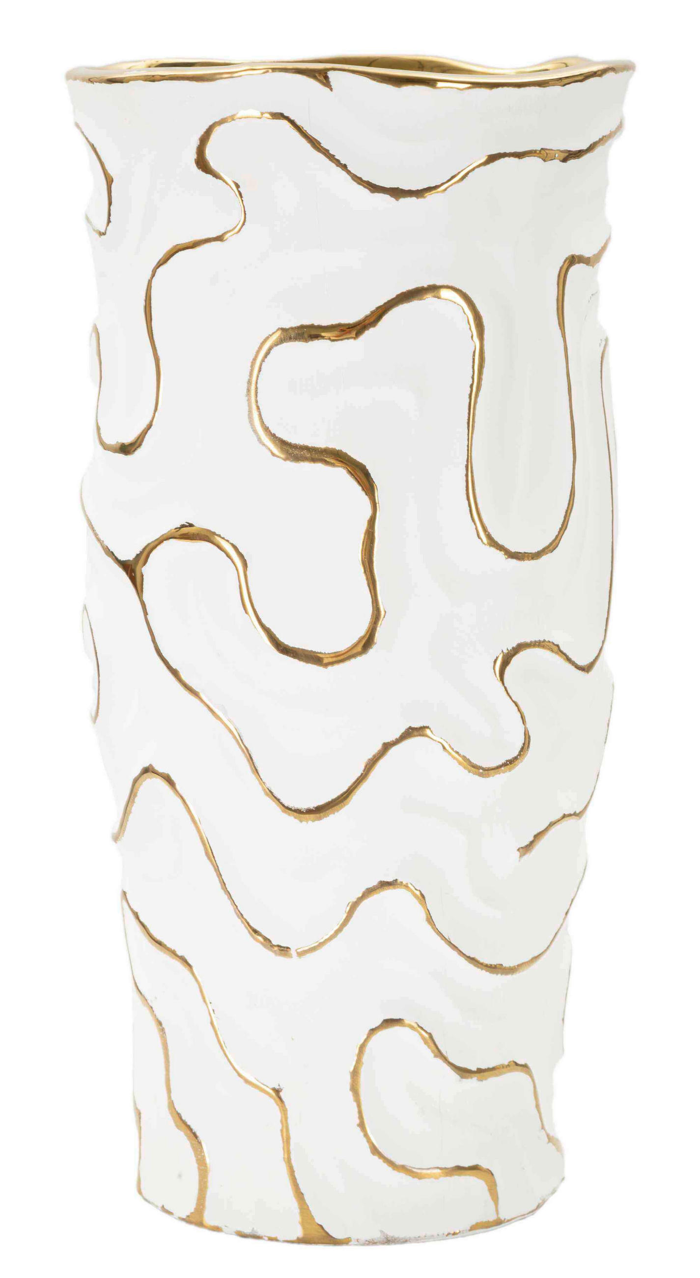 Vase Adore  - Goldfarben/Weiß, Basics, Keramik (16/32.5/16cm)