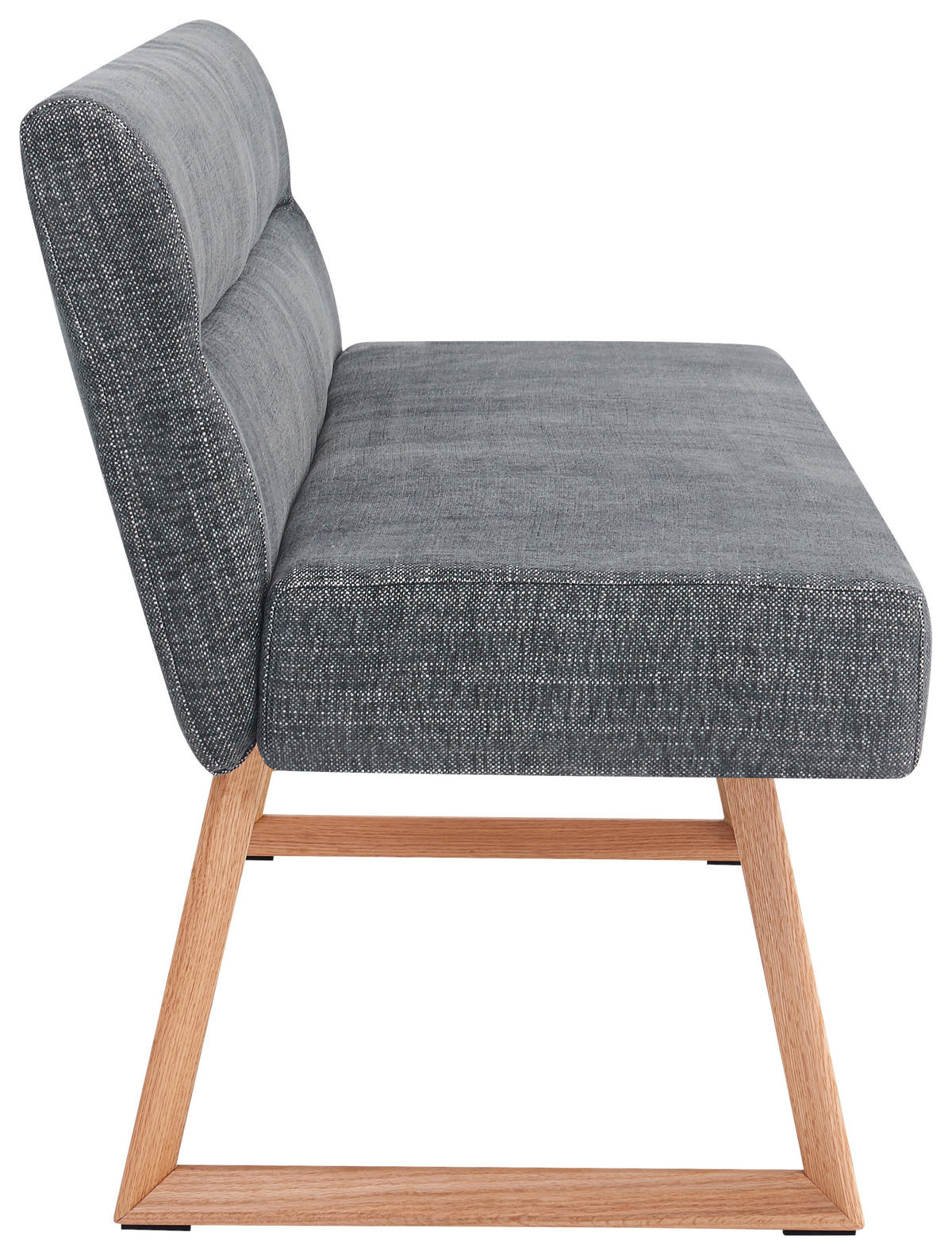 SITZBANK 160/82/61 cm Leinenoptik Eichefarben, Dunkelgrau Eiche massiv  - Eichefarben/Dunkelgrau, MODERN, Holz/Textil (160/82/61cm) - Livetastic