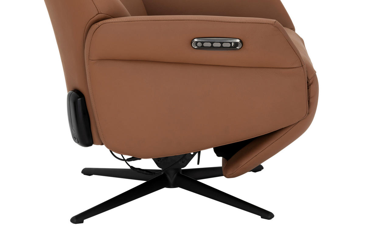 RELAXSESSEL Lederlook Echtleder    - Schwarz/Braun, KONVENTIONELL, Leder/Textil (70/111/86cm) - Livetastic