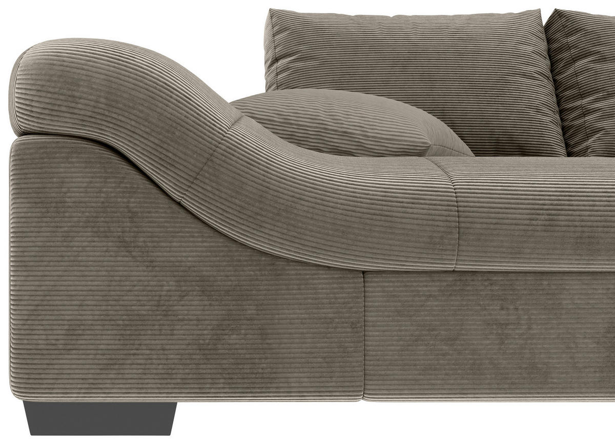 ECKSOFA in Cord Taupe  - Taupe/Schwarz, Konventionell, Holz/Textil (298/202cm) - MID.YOU
