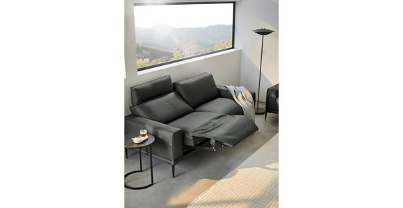 2,5-SITZER in Leder Anthrazit - Anthrazit/Schwarz, Design, Leder/Metall (200/102/92cm) - Johann Jakob
