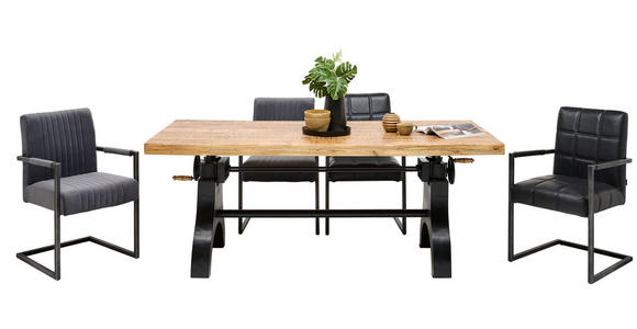 ESSTISCH - Schwarz/Naturfarben, Trend, Holz/Metall (200/90/77,5-93cm) - Ambia Home
