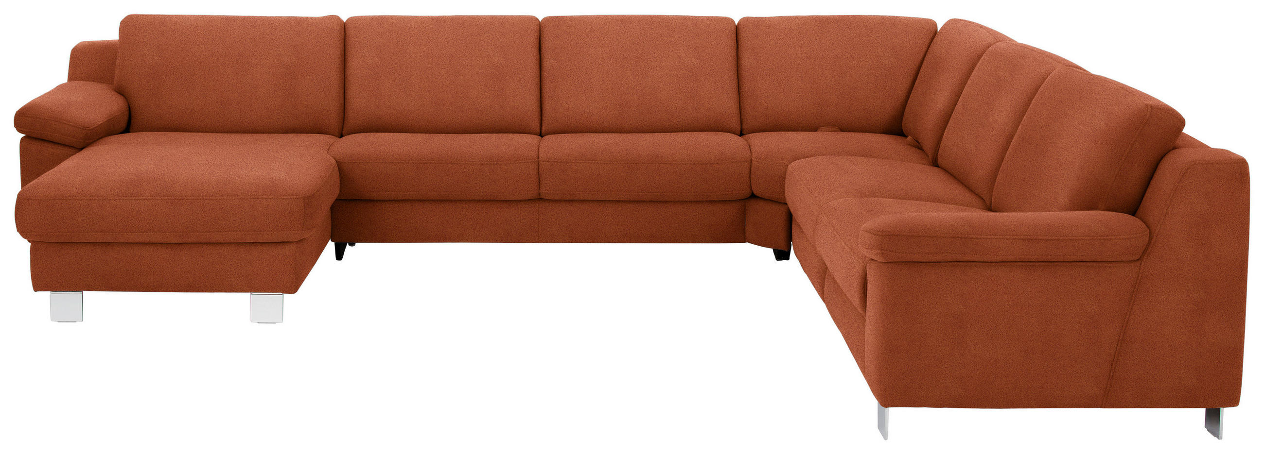 WOHNLANDSCHAFT in Mikrofaser Orange, Terracotta  - Chromfarben/Terracotta, Design, Textil/Metall (166/364/278cm) - Valdera
