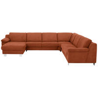 WOHNLANDSCHAFT in Mikrofaser Orange, Terracotta  - Chromfarben/Terracotta, Design, Textil/Metall (166/364/278cm) - Valdera