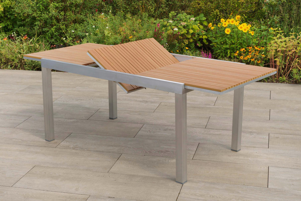 GARTENTISCH 150/90/75 cm  - Silberfarben/Naturfarben, KONVENTIONELL, Kunststoff/Metall (150/90/75cm) - Gardenson