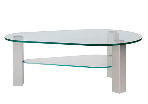 COUCHTISCH Klarglas 116/76/43 cm Freiform Titanfarben  - Titanfarben, Design, Glas/Kunststoff (116/76/43cm)