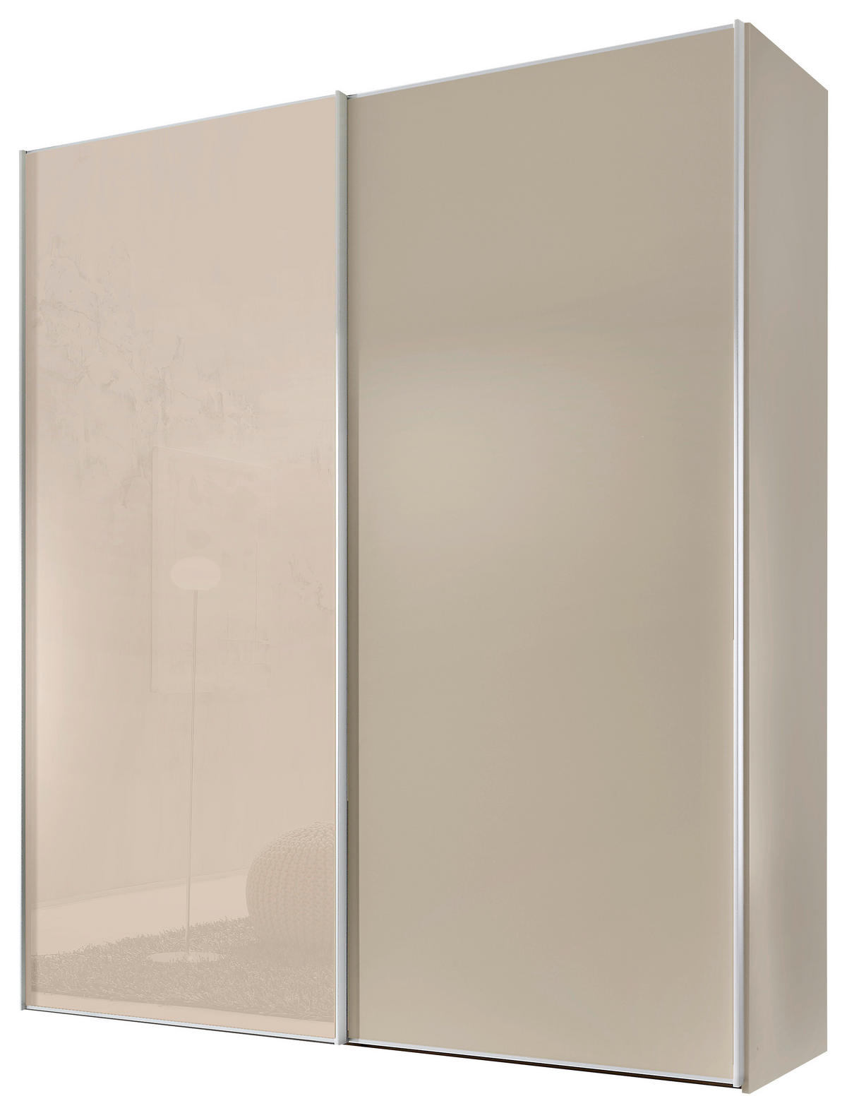 FÜGGESZTETT TOLÓAJTÓS SZEKRÉN homok  - alumíniumszínű/homok, Design, faalapú anyag/Üveg (225/240/68cm) - Moderano