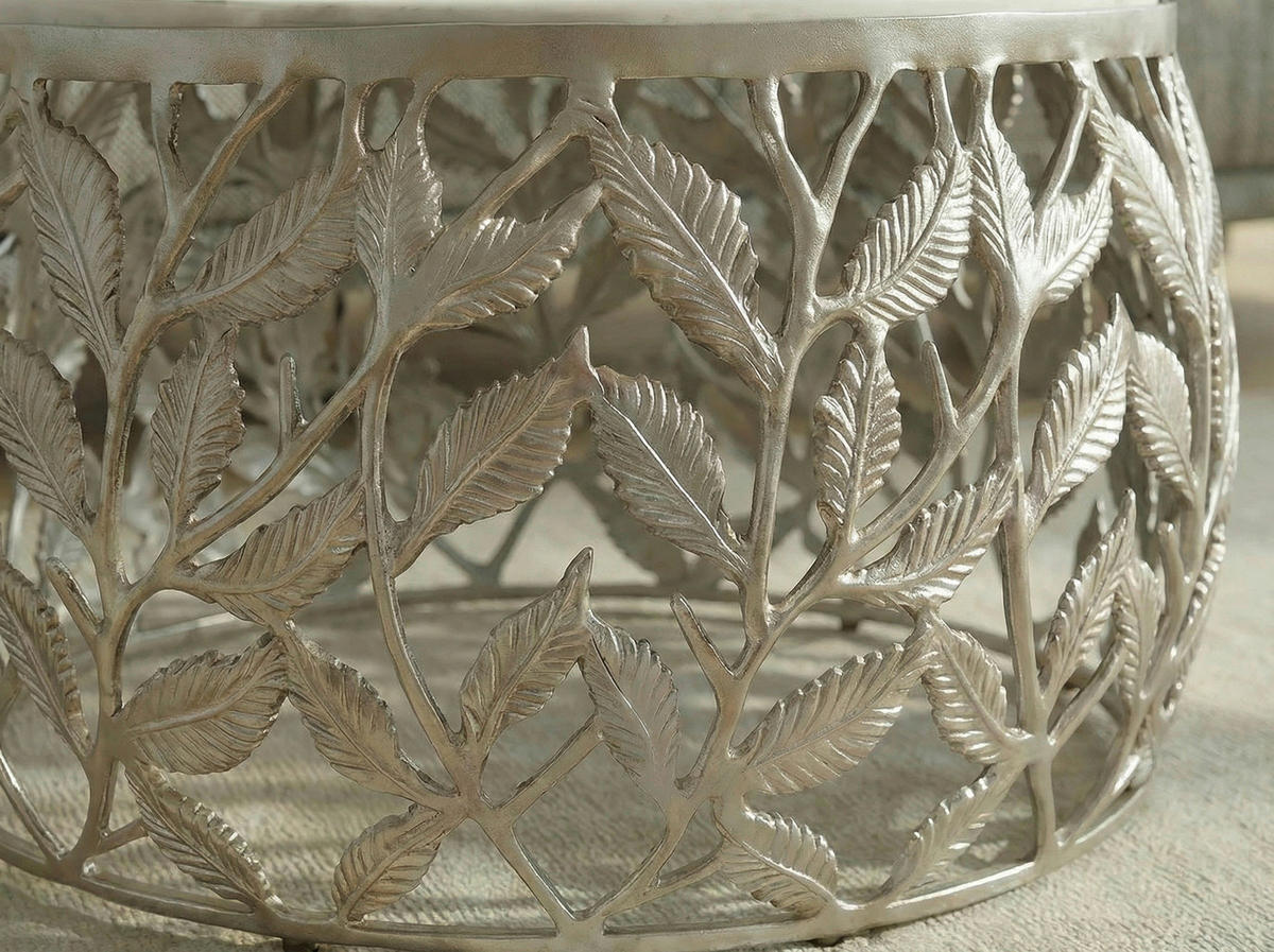 Set De Măsuțe Suprapuse din piatră, 60/60/33 cm - argintiu/alb, Design, metal/piatră (60/60/33cm) - MID.YOU