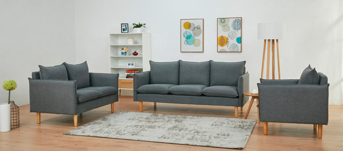SESSEL in Webstoff Dunkelgrau  - Dunkelgrau/Naturfarben, Design, Holz/Kunststoff (72/84/82cm) - Livetastic