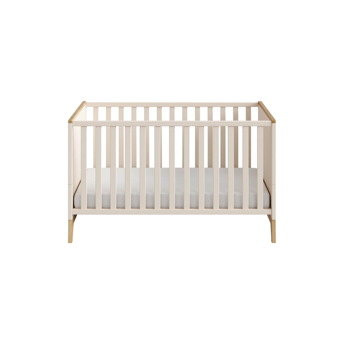 RÁCSOS KISÁGY Stiene  - bézs/tölgyfa, Basics, faalapú anyag (144,60/85,40/76,20cm) - Paidi