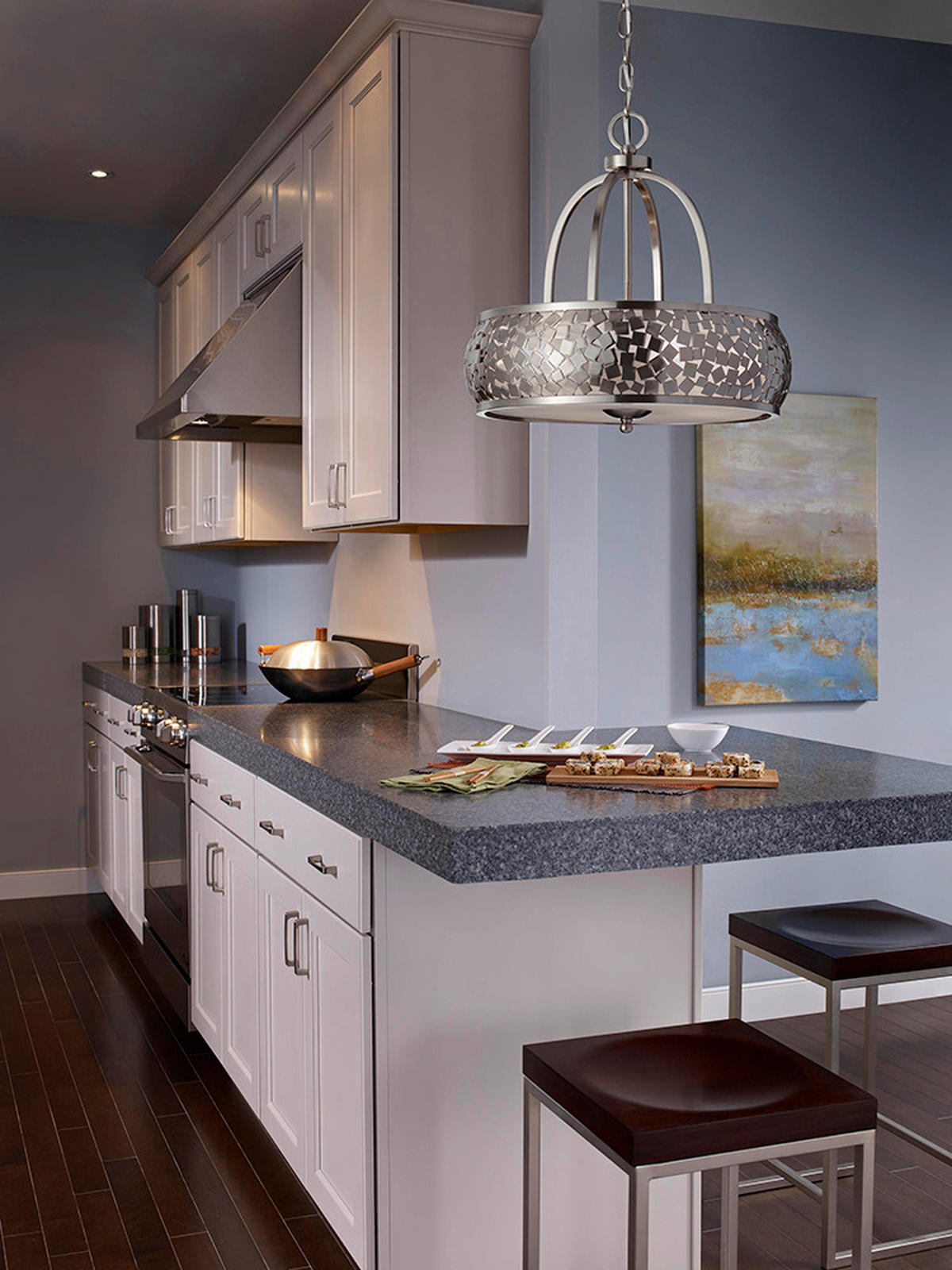 KRONLEUCHTER 48.3/56.4 cm    - Edelstahlfarben, Design, Glas/Metall (48.3/56.4cm) - Elstead Lighting
