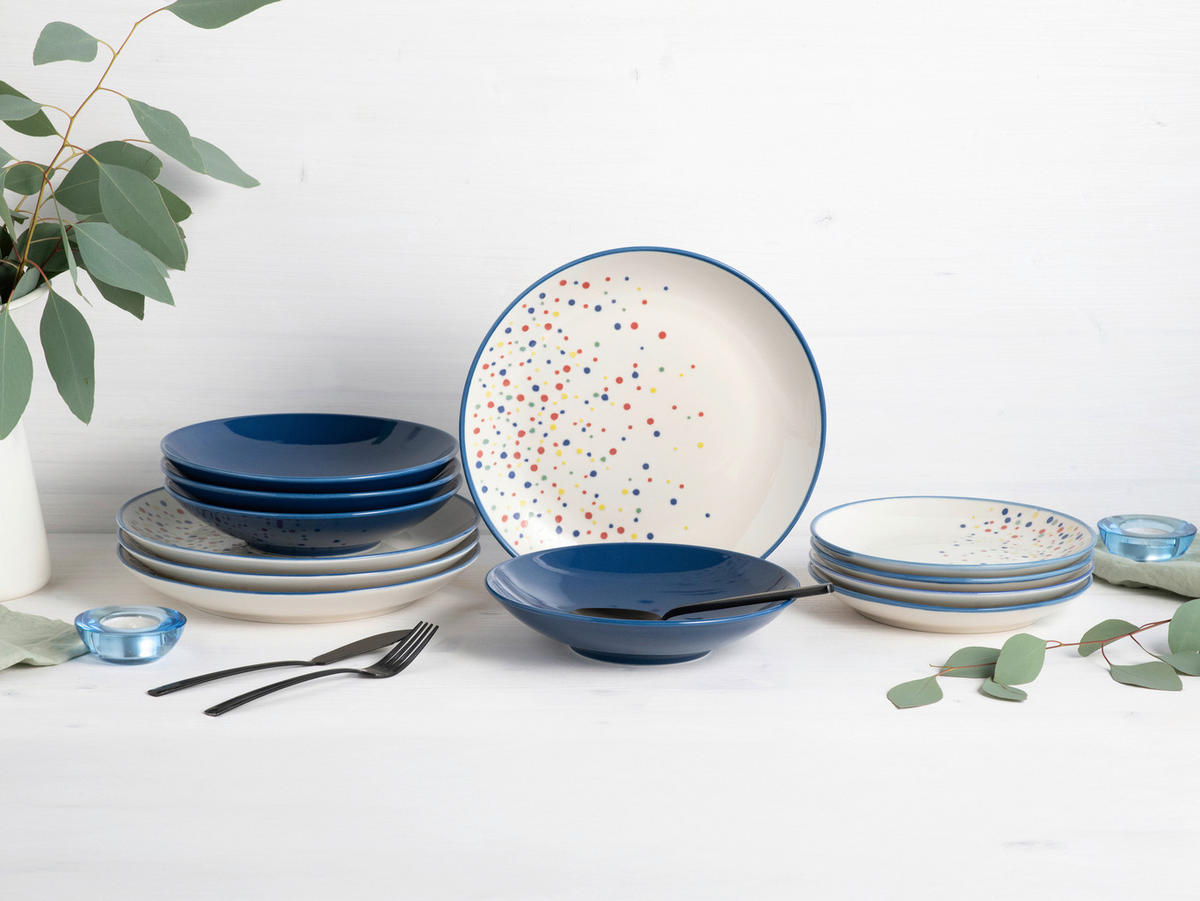 SERVIS Joy Blau-bunt 12 delar  - blå/cremefärgad, Basics, keramik - Creatable