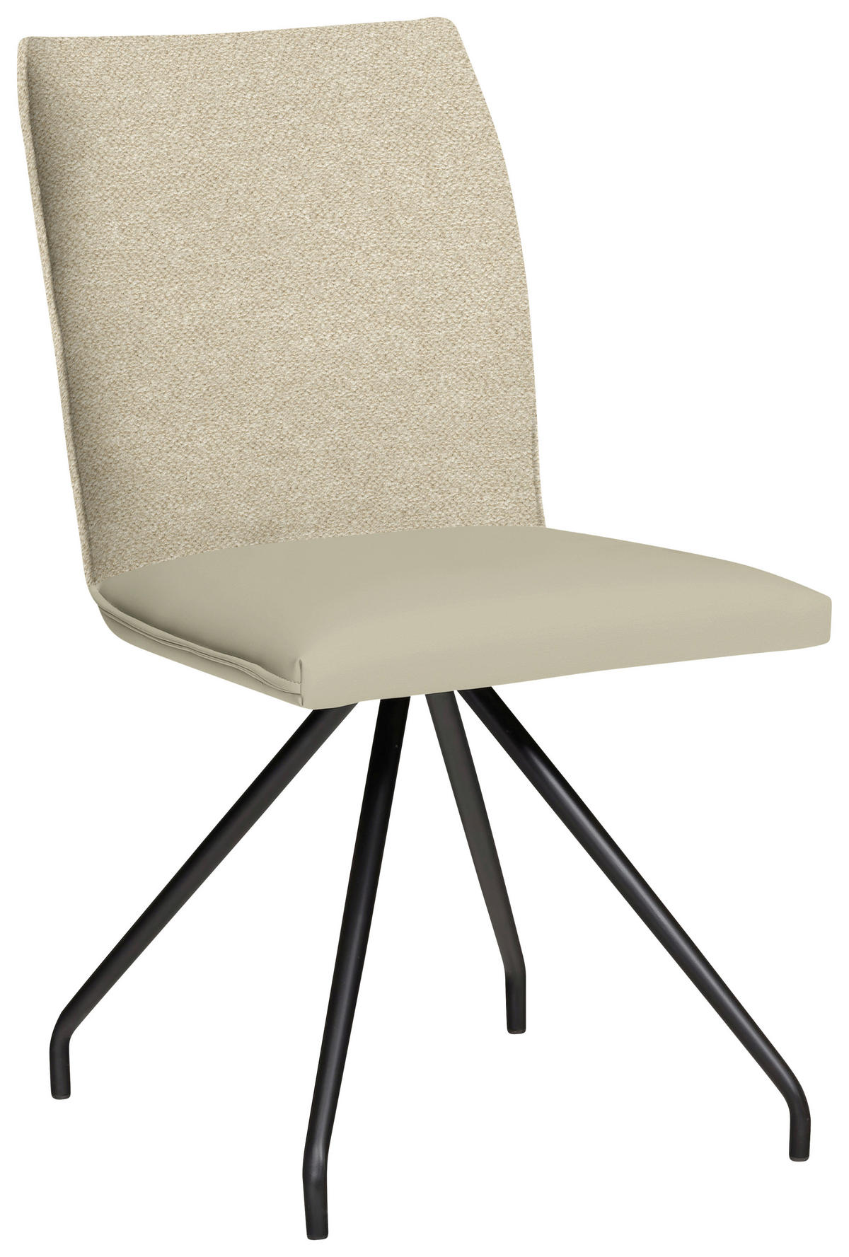 STUHL  in Stahl Mikrofaser Metall, Textil  - Creme/Schwarz, Design, Textil/Metall (49/91/60cm) - Moderano