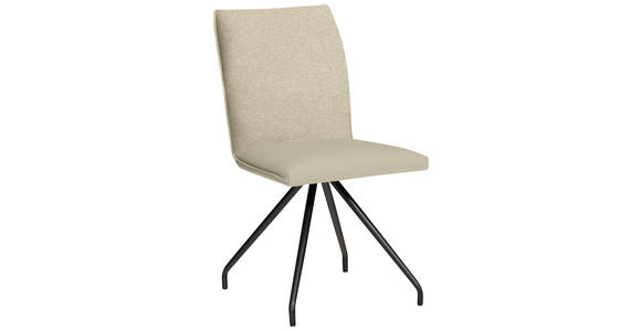 STUHL  ,  , Webstoff, Mikrofaser  ,  - Creme/Schwarz, Design, Textil/Metall (49/91/60cm) - Moderano