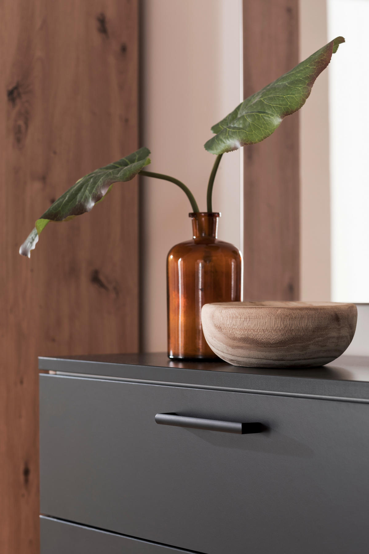 GARDEROBE 5-teilig  in 200/200/38 cm  - Eichefarben/Anthrazit, Konventionell, Holzwerkstoff (200/200/38cm) - Moderano