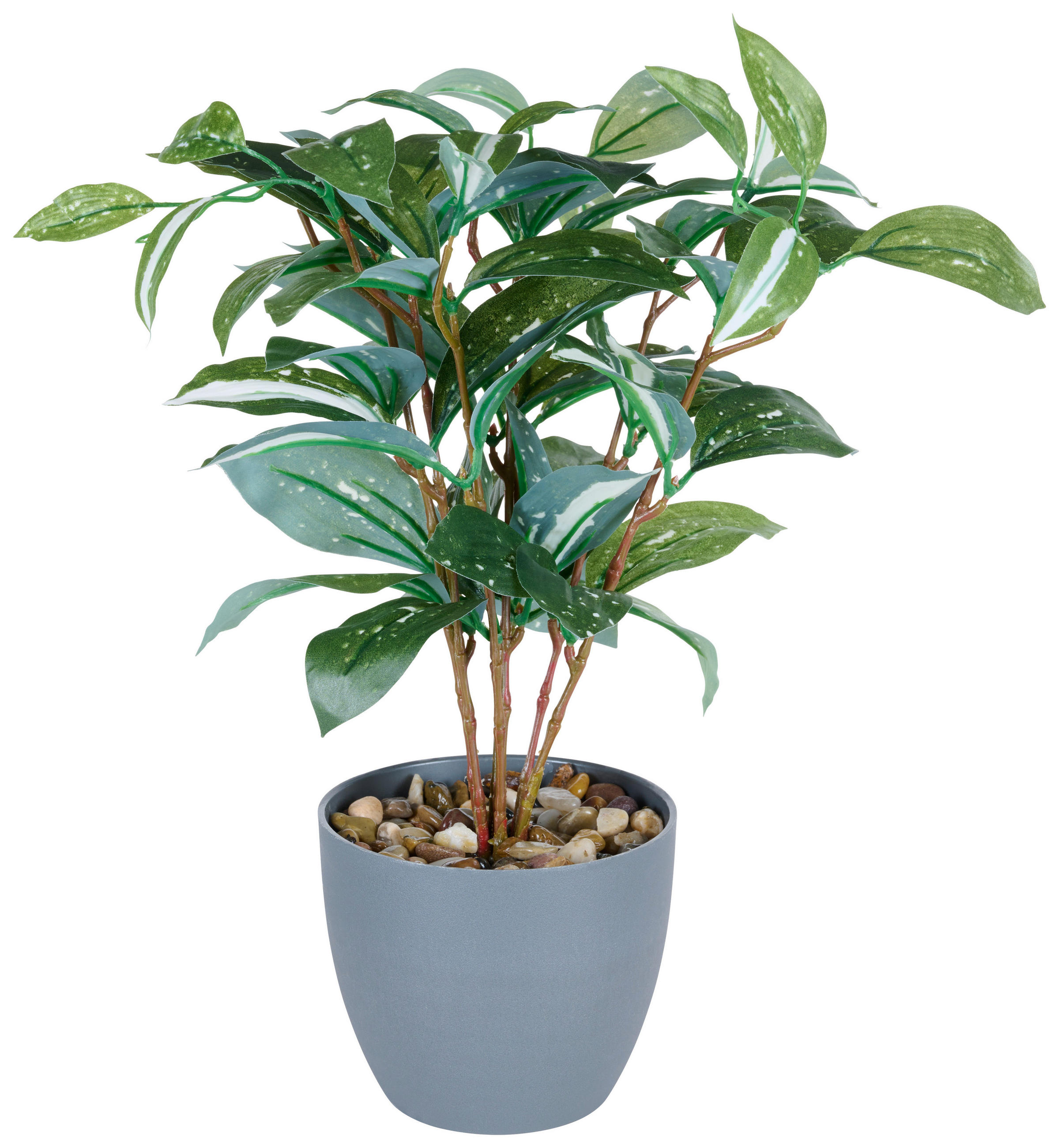 MŰNÖVÉNY - sötétszürke/zöld, Basics, műanyag/kő (29/38cm) - Ambia Home