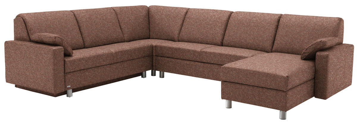 WOHNLANDSCHAFT  in Mikrovelours Terracotta  - Anthrazit/Terracotta, KONVENTIONELL, Textil (237/323/158cm) - Sedda