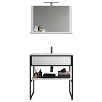 BADEZIMMER 3-teilig  in 80 cm  - Weiss/Schwarz, Modern, Glas/Keramik (80cm) - MID.YOU