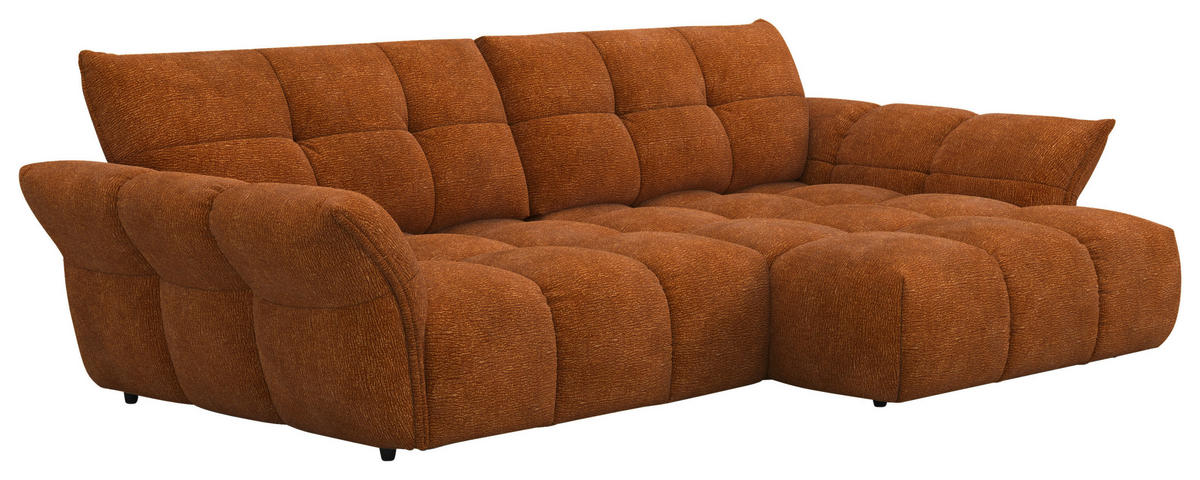 ECKSOFA  in Chenille Terracotta  312/177 cm  - Terracotta/Schwarz, Design, Kunststoff/Textil (312/177cm) - Welnova